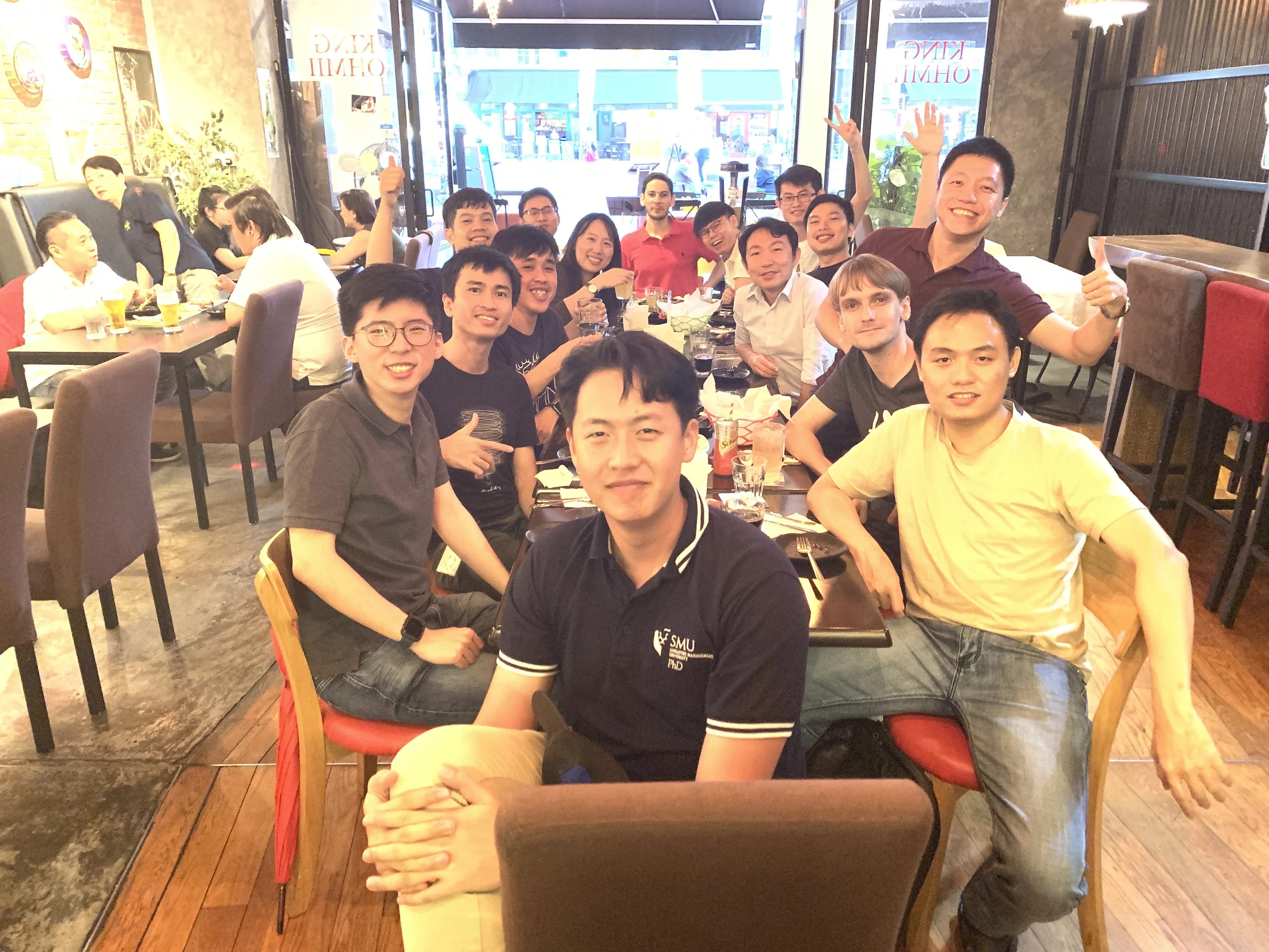 Gathering in April 2019 (clockwise from foreground: Chong Cher, Rong Sheng, Hoang, Tuan Truong, Trong Le, Jingyao, Binh, Aghiles, Ween Jiann, Zhang Ce, Andrew, Hady, Son, Maksim, Minh)